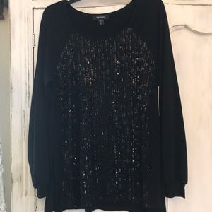 NWT Karen Kane black Sequin front blouse XL